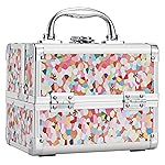 Joligrace Makeup Train Case for Girls Cosmetic Box Kids Jewelry Organizer Hair Accessories Mosaic Orange