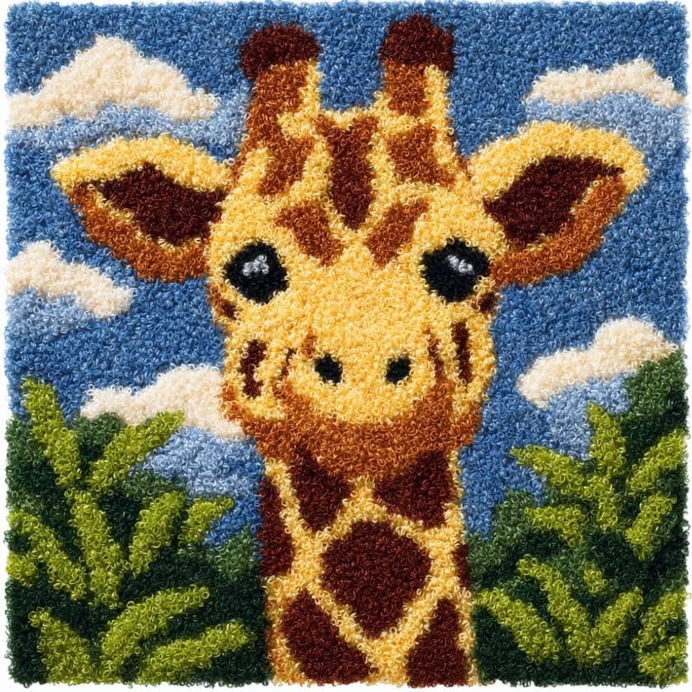 Taxpy Latch Hook Cushion Kits Giraffe 17X17 Inch