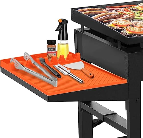 Alfombrilla de silicona para parrilla de barbacoa Blackstone, alfombrilla de espátula de silicona 3 en 1 con almohadilla de goteo, soporte de Alfombrilla de silicona para parrilla de barbacoa Blackstone, alfombrilla de espátula de silicona 3 en 1 con almohadilla de goteo, soporte de
