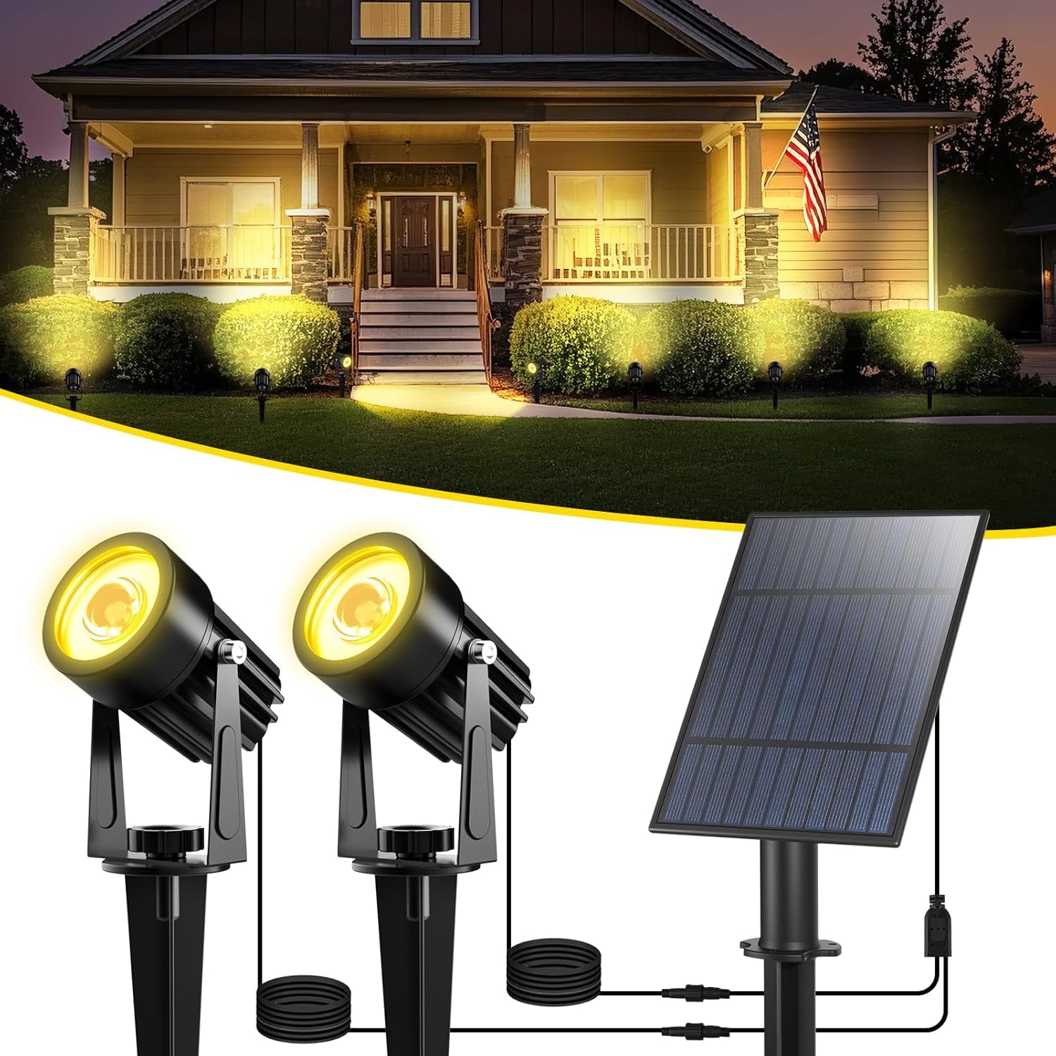 CORESLUX Solar Spot Lights, 2 Pack Solar Lights Outdoor Garden with 3000K Warm White, IP65 Waterproof Wall Light, 2 Modes Owl Shape Outdoor Lights for Garden, Wall, Yard, Driveway, Pathway