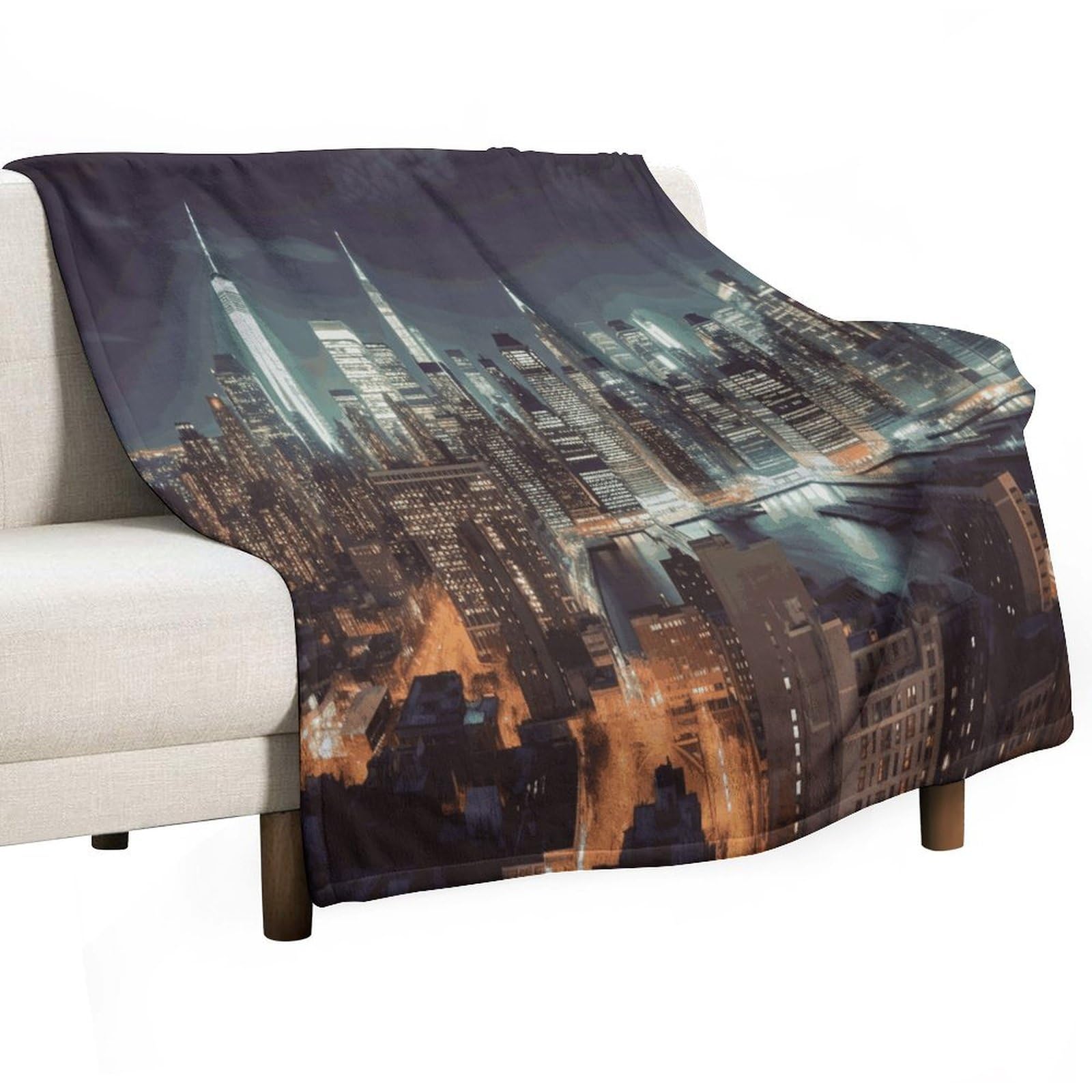Plaid flanelle New York couverture douce pour soirées cocooning salon