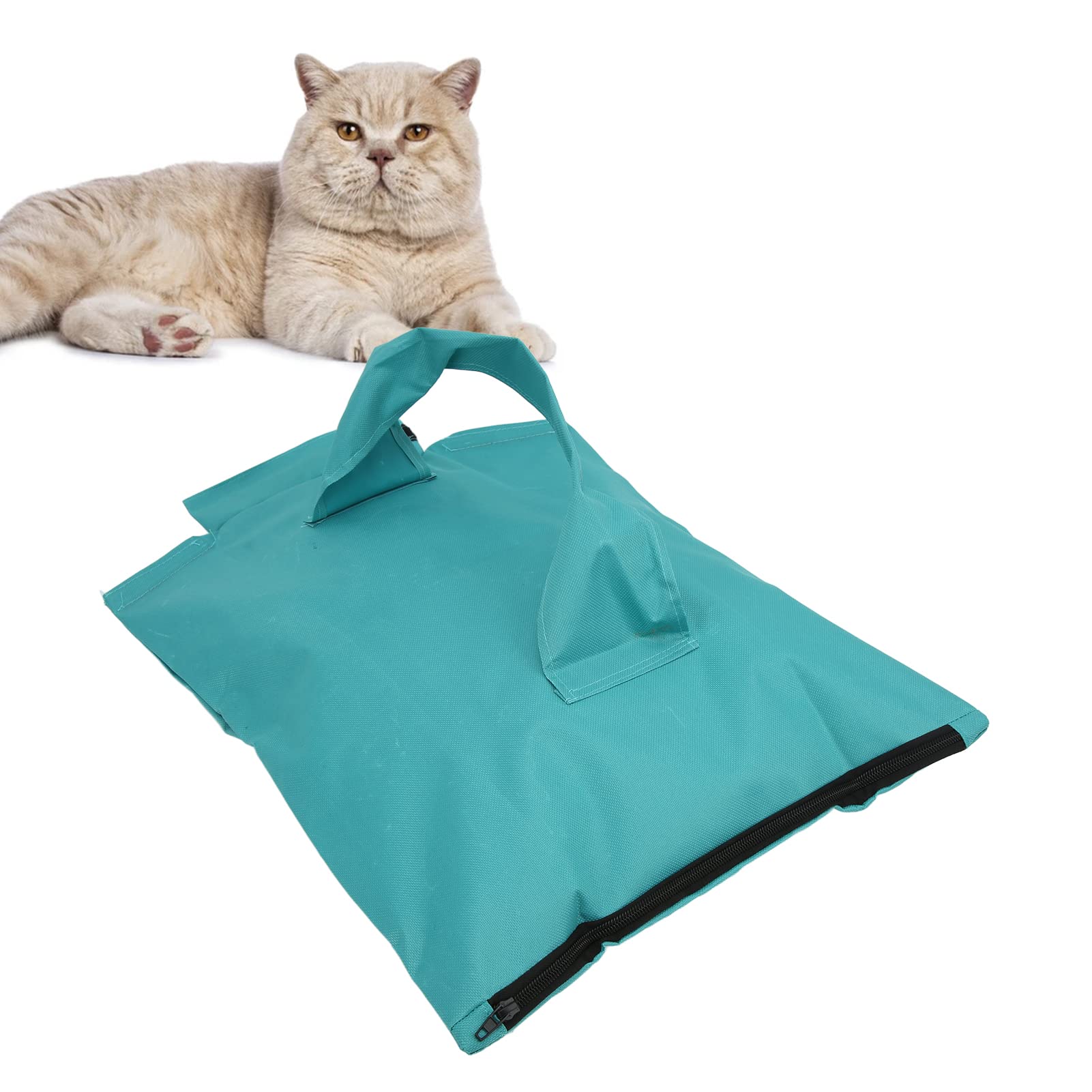 Cat Grooming Bag, Waterproof Foldable Cat Restraint Bag with Hook Cat Cleaning Grooming Bag for Bathing Nail Trimming(blue)