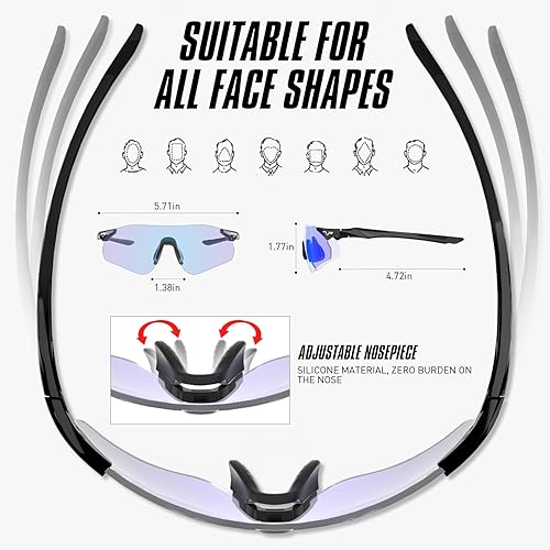Miniatura 5 de KAPVOE Gafas de sol deportivas fotocrómicas Gafas de ciclismo Clear UV400 Protección Mujeres Hombres Bicicleta Gafas MTB Bicicleta Running