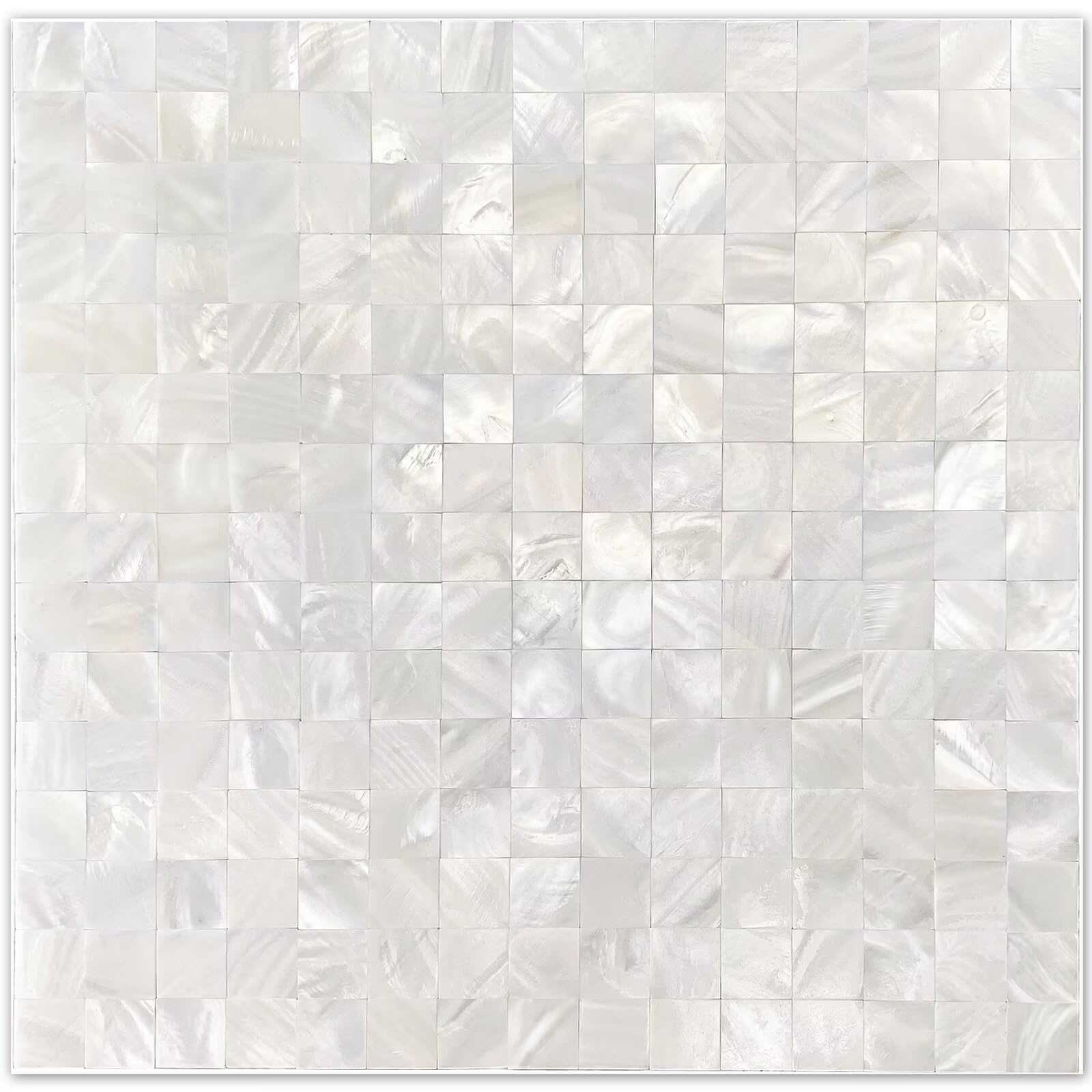 Yew & Tulip Azulejo de nácar para despegar y pegar para cocina, mosaico adhesivo sin costuras de 12 x 12 pulgadas (blanco marfil, 5 hojas/caja, 5 pies cuadrados)
