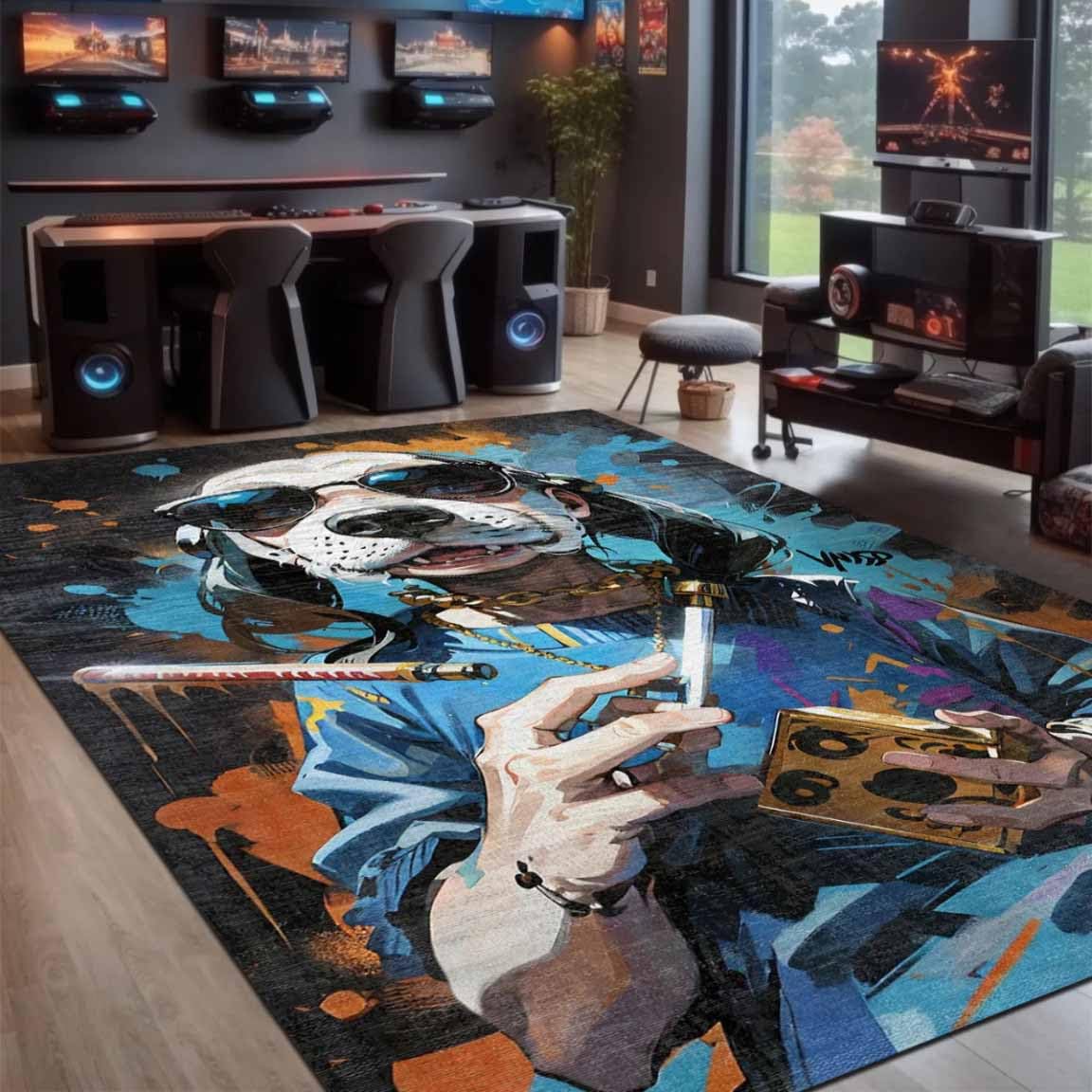 bamyum Fearless Gamer Bedruckter Teppich Chenille-Druck Maschinell Hergestellt für Spielzimmer, Gamer-Teppiche für Schlafzimmer, Videospiel Waschbarer Gaming-Teppich 160X230