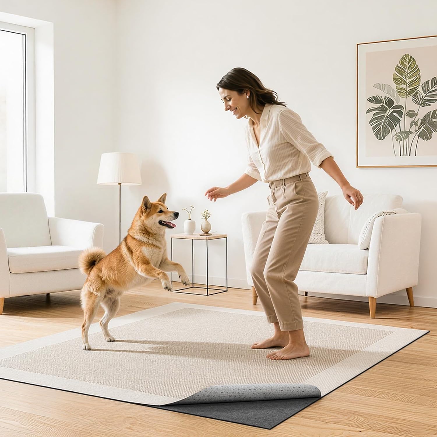 VEVOR Rug Pad 5 x 7 ft, Non-Slip Carpet Area Pad 0.12inch Rug Mat Padding with Dual Surface Felt Cushion & Rubber Gripper, Hardwood Floor Protection for All Floors, Finishes, Keeps Carpets in Place