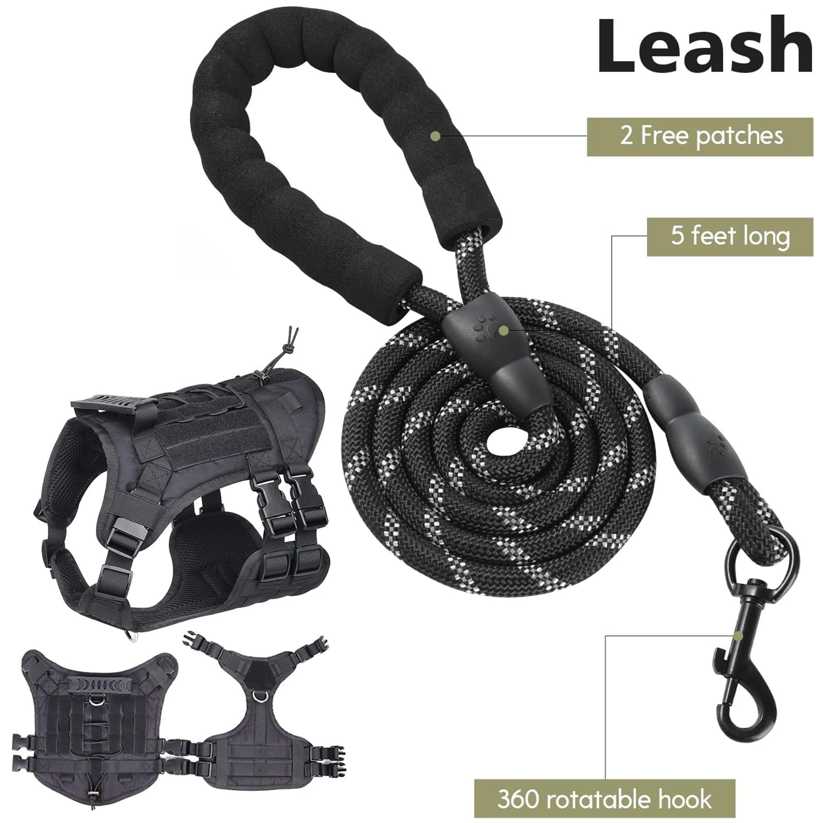 Arnes Táctico Perro Grandes Medianos Arnes Perro Antitirones Militar Chaleco De Entrenamiento Ajustable para Perros con Sistema Molle para Entrenamiento Correr Caminar Cazar,Gris,Small