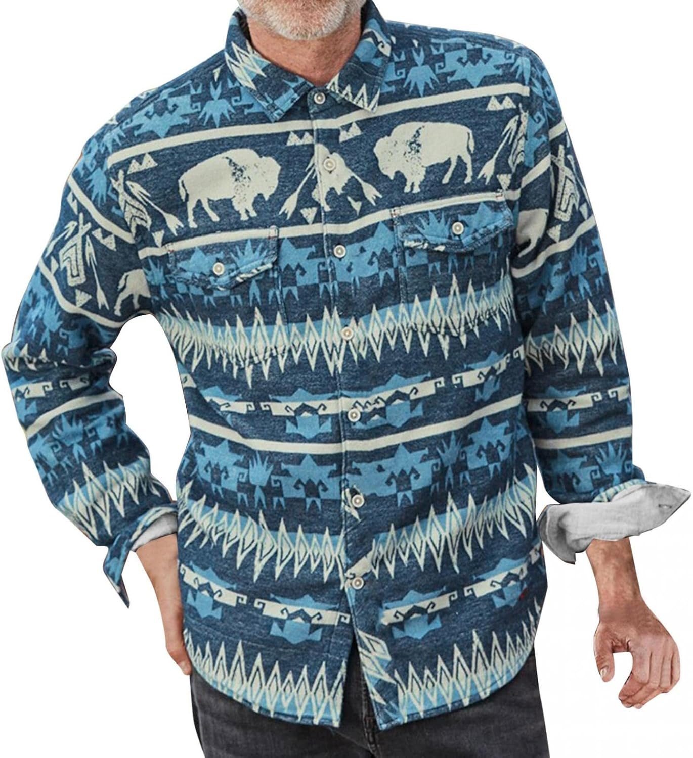 Long Sleeve Flannel Hawaiian Tee Shirt 
