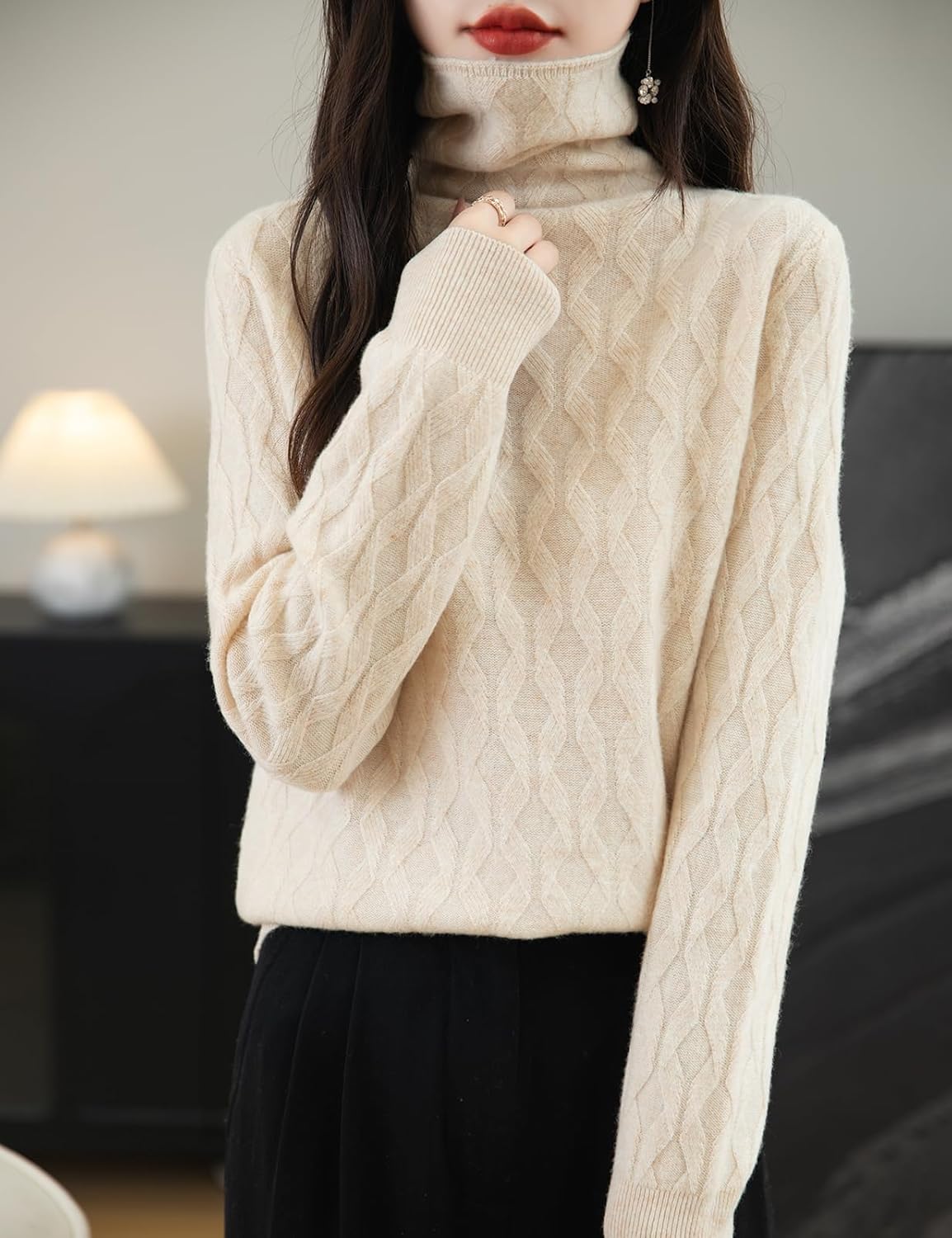 Chanyarn Women's 100% Merino Wool Sweater 2025 Fall Winter Solid Turtleneck Long Sleeve Knitted Pullover Sweater Jumper - Image 3