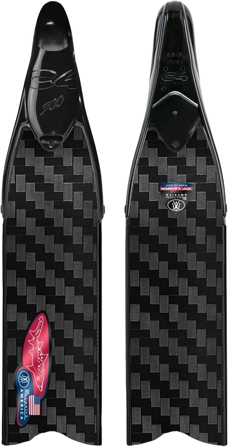 Maverick America DJ Sand Tiger Carbon Freediving, Spearfishing, Scuba Diving Fins | Superlight Carbon Fins, White, 8.5-9