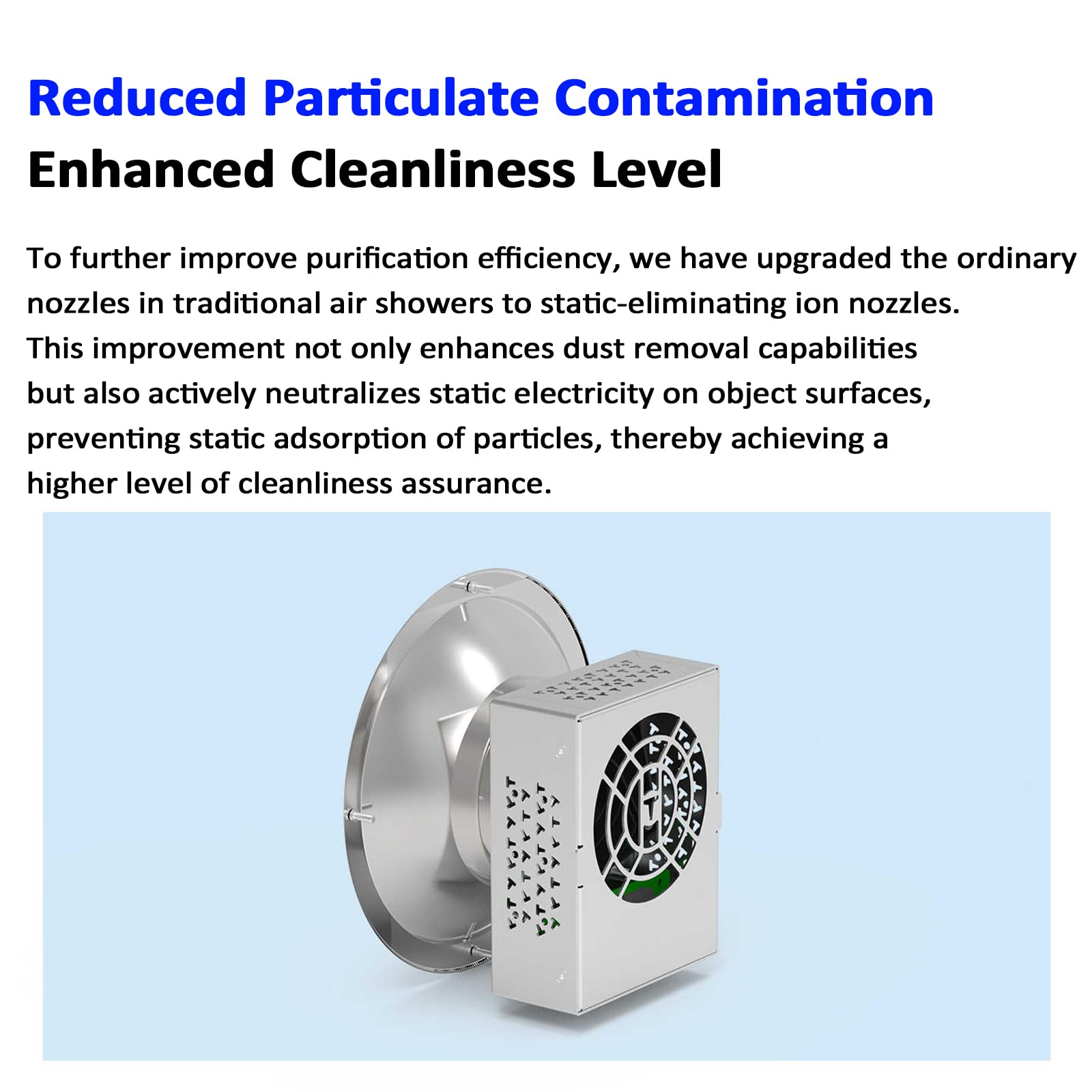 Air Shower Antistatische Ionisatordüse, statischer Eliminator zur Staubentfernung, Präzisionsfertigung, Luft- und Raumfahrt, vielseitige Anwendungen