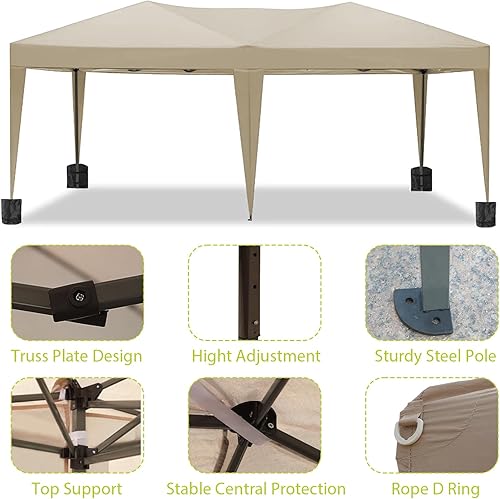 Miniatura 5 de Cenador desplegable de 10 x 20 pies con 6 paredes laterales extraíbles y bolsa de transporte, impermeable, anti-UV, tienda de campaña para fiestas,