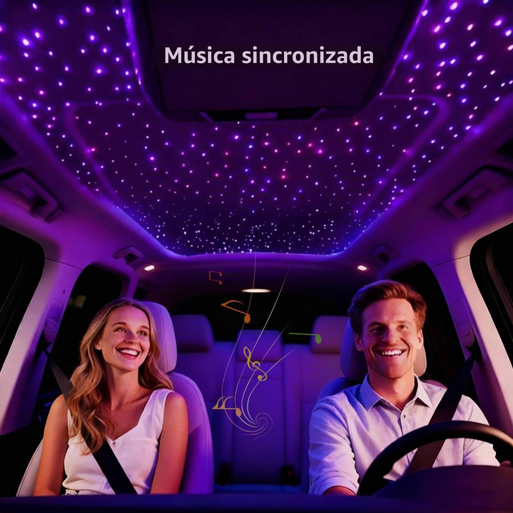 Luz de fibra de vidrio para coche, 300 unidades, cable de fibra óptica de 2 m, 0,75 mm, kit de luces de techo estrelladas, aplicación Bluetooth, mando a distancia RGBW, fibra óptica, sincronización y
