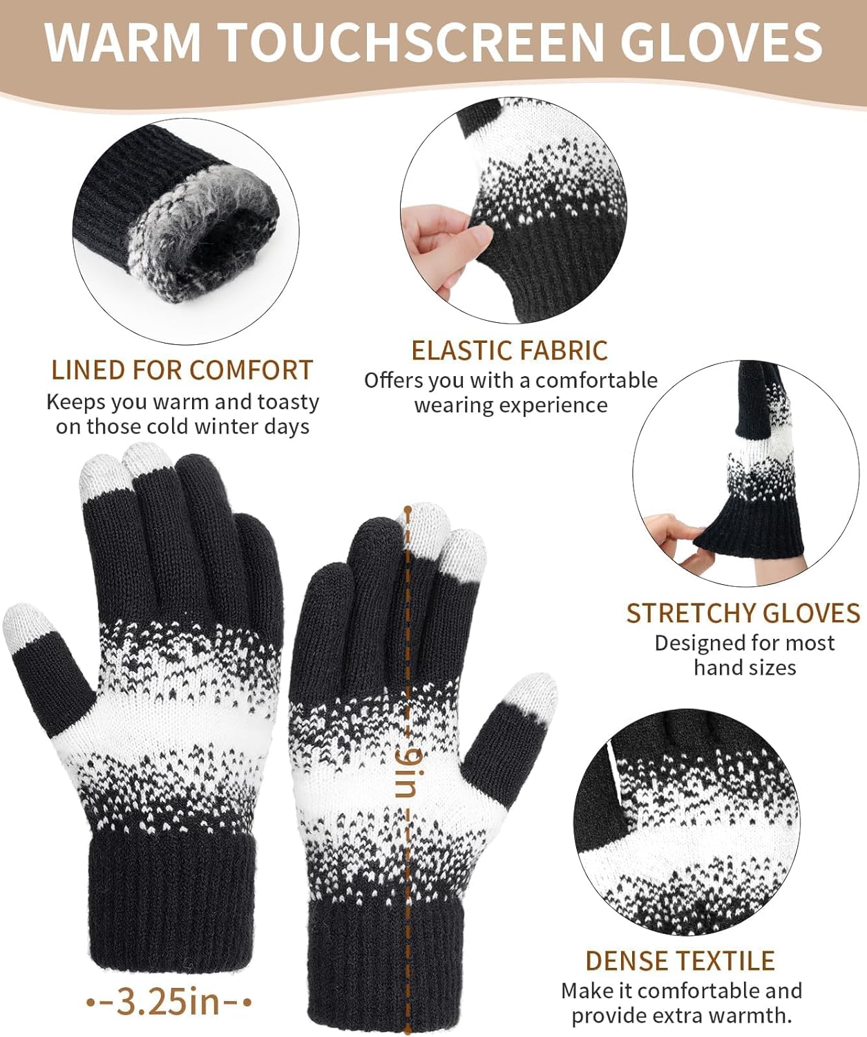 Remifa Womens Winter Beanie Hat Scarf Gloves Set, Pom Pom Warm Hat Long Knit Scarf Touchscreen Gloves 3 In 1 Christmas Gift - Image 4
