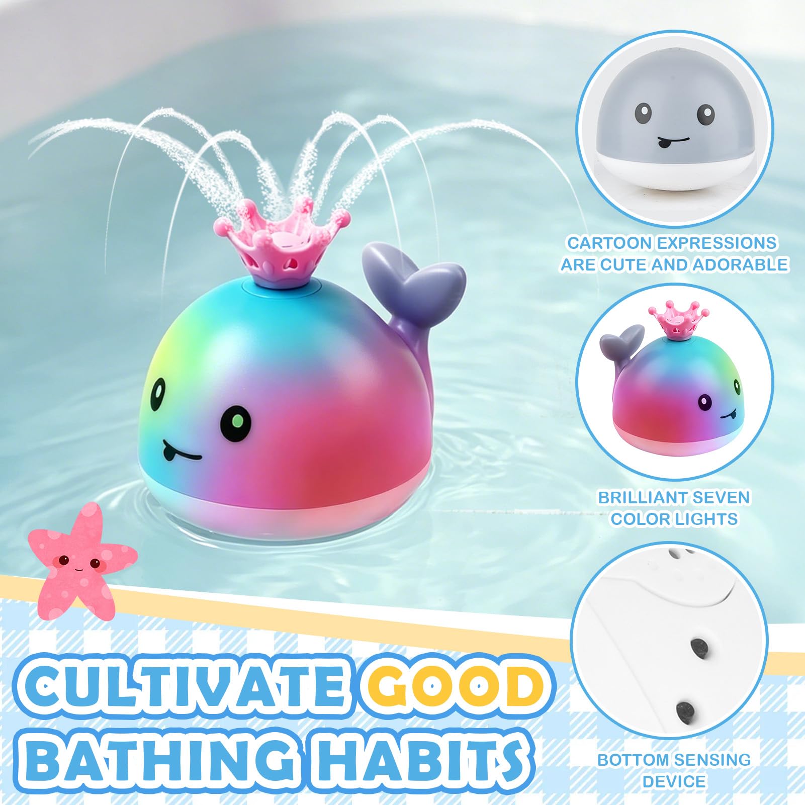 Juguete Baño para Bebés, Ballena LED Juguetes Baño Bebe, Juguetes de baño Iluminados, Juguetes Bañera Bebe, Juguetes de Ducha, para Bañera, Ducha o Fiesta en la Piscina — view 3