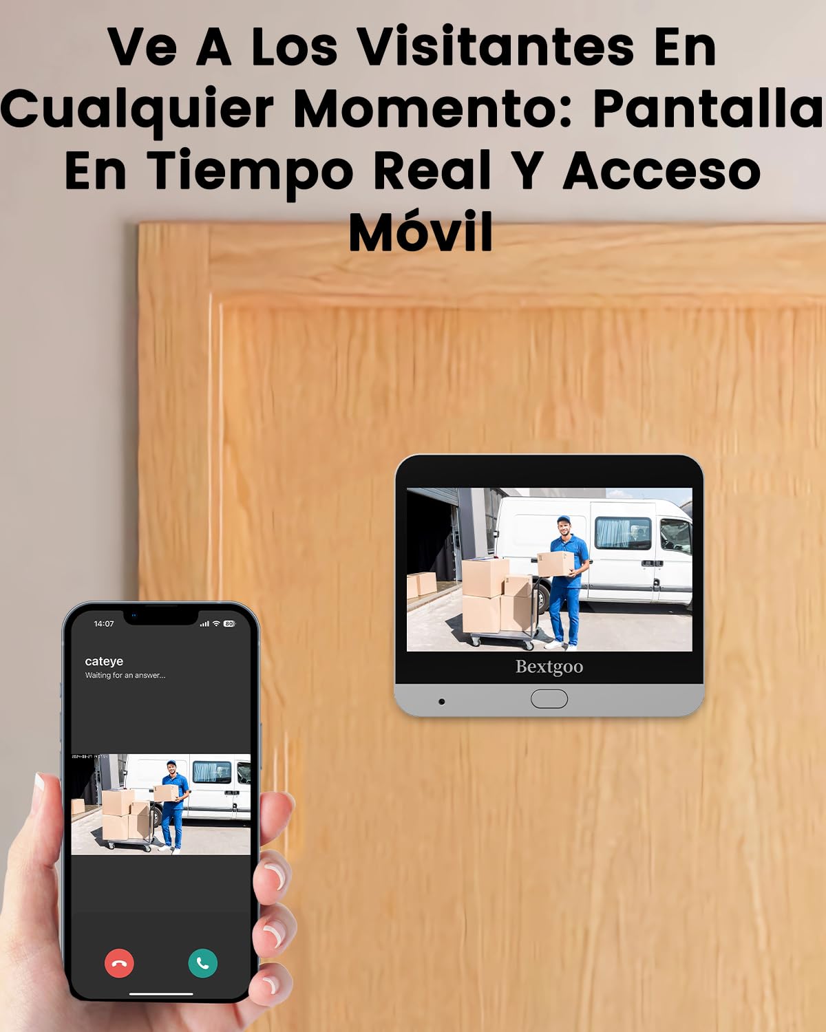 Bextgoo 2K HD Mirilla Digital Puerta con Tarjeta 32GB, Videoportero WiFi con Mirilla Digital Puerta WiFi Grabadora, Batería 8000mAh, 170° Visión, Detección Humanoide AI, Audio Bidireccional