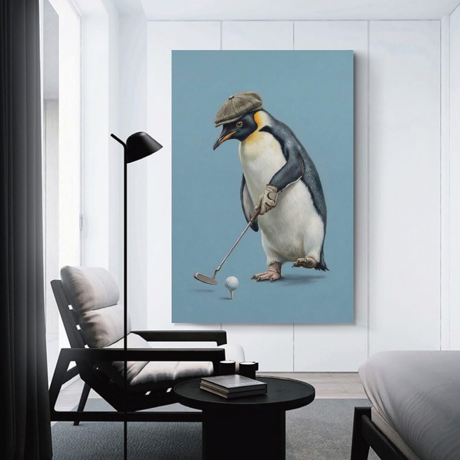 Junmoney Wall Picture Print Penguin Golfer with Cap And Glove, 08x12inch(20x30cm), for Small Homes, Bedrooms Or Open Spaces, An Easy Choice for New Home Styling
