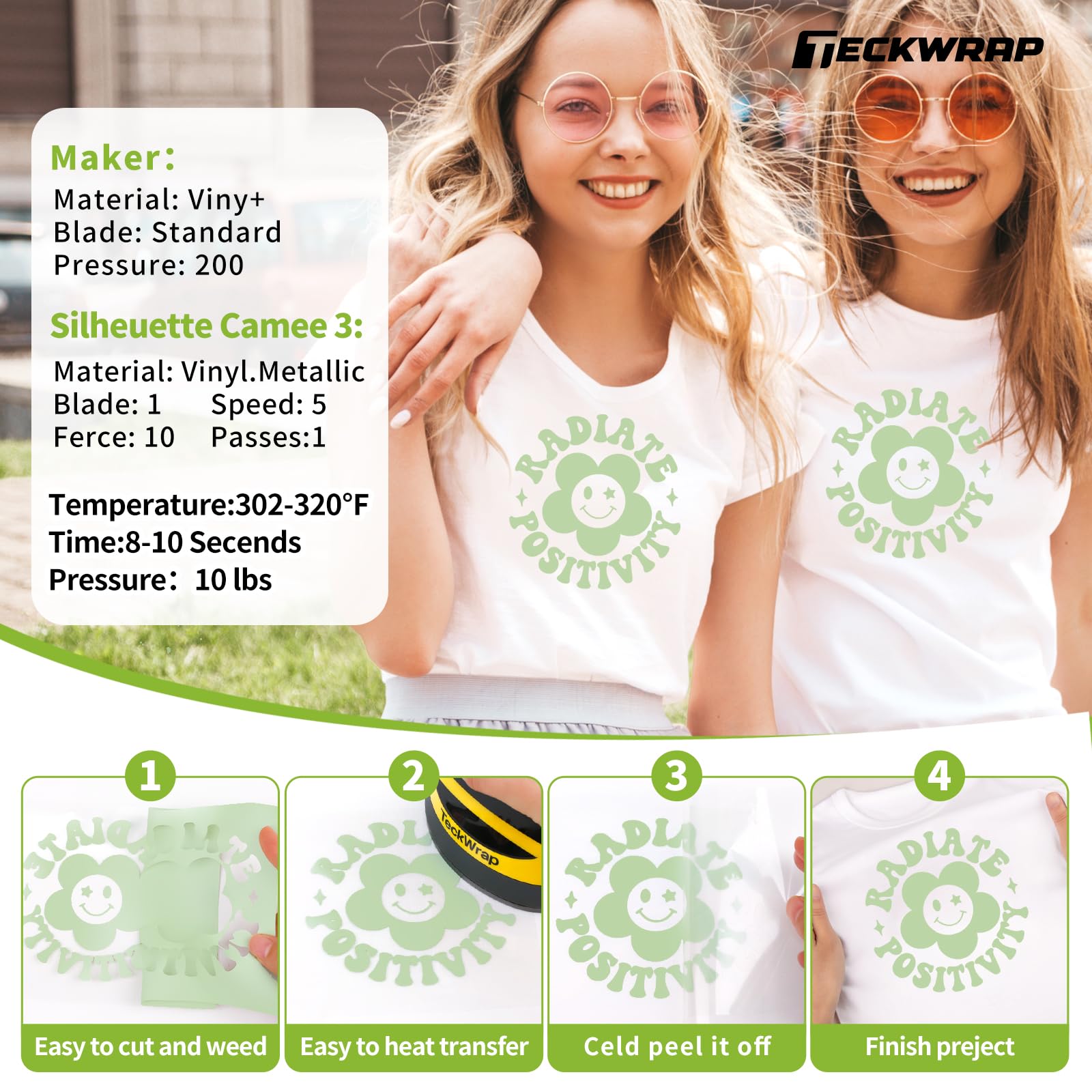 TECKWRAP Rotolo Vinile Termoadesivo Per Tessuti – Argento – 152x30 Cm – Per Magliette Fai Da Te