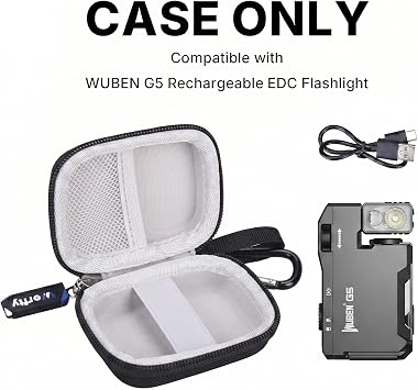 Wuben G5 充電式 Edc 懐中電灯 400ルーメン デュアル光源 ミニ懐中電灯用 ケースのみ ブラック