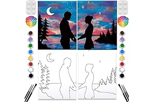 2 Pack Pre-Drawn Canvas Painting Kit for Romantic Couples: Engage in an...
