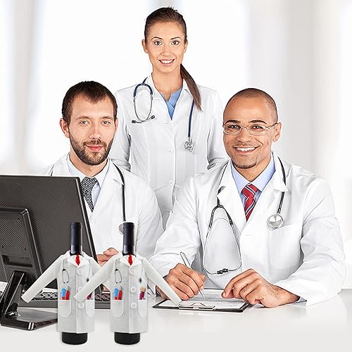 Miniatura 5 de LOMIMOS Abrigo de doctor de vino blanco para hombre, cubierta de fieltro para ceremonia masculina con jeringa y cápsulas de corbata para graduación