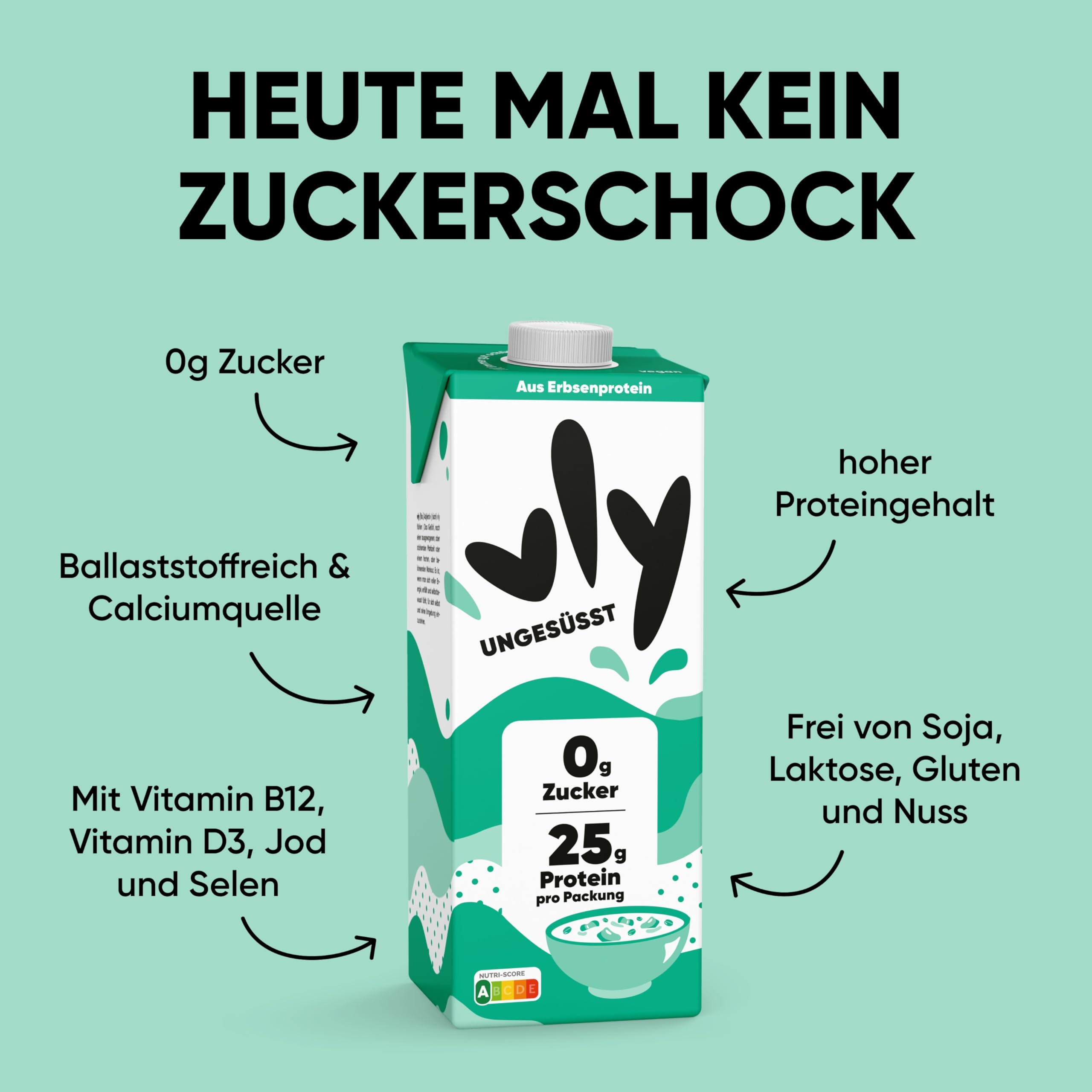 vly - Die köstlich cremige Milchalternative aus Erbsenprotein + Kalzium | PROBIERPAKET Vegane Milchalternative Kaffee Müsli Shakes | Viel Eiweiß, wenig Zucker, Erbsenproteingetränk Pea Protein-Drink