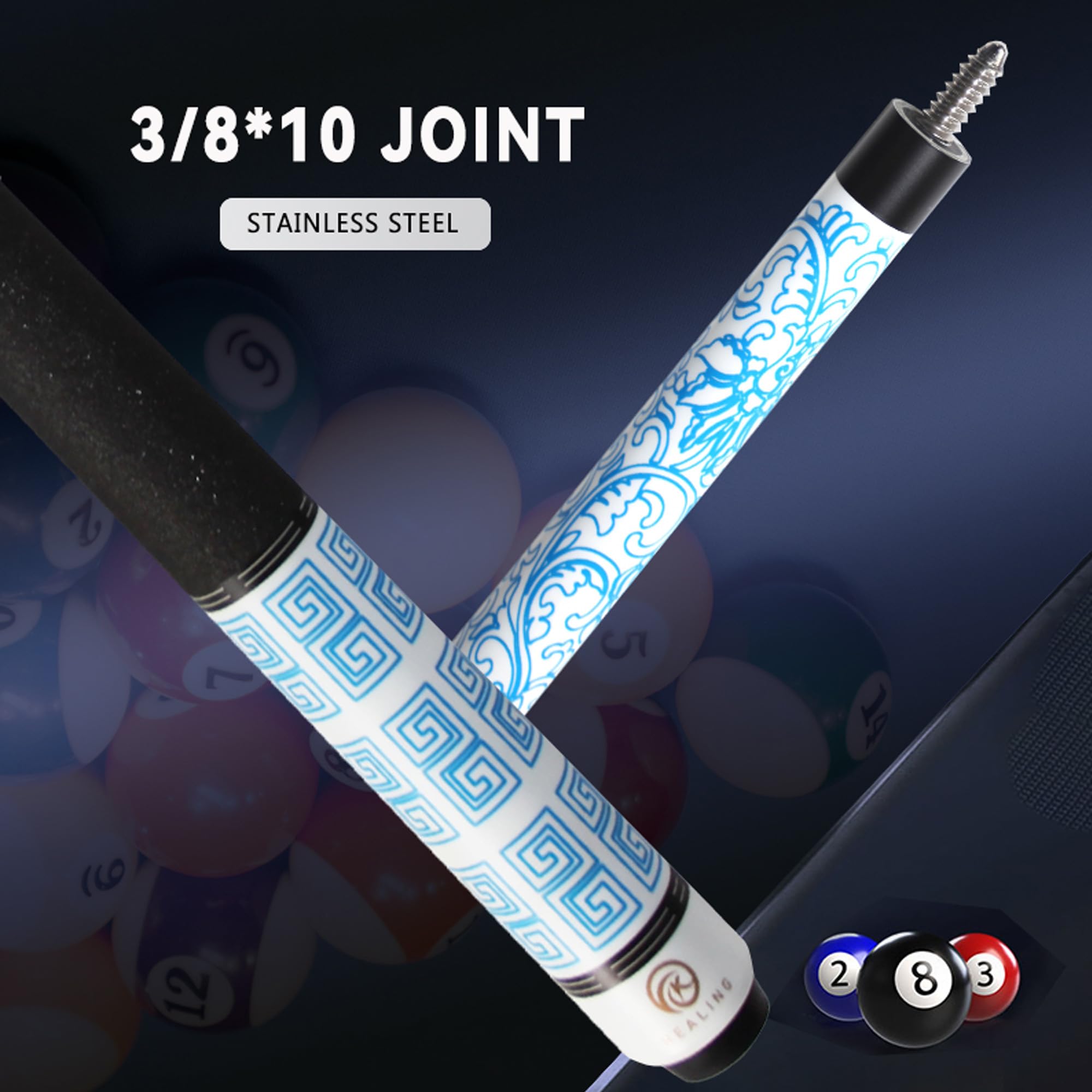 OKHEALING Kij basenowy z włókna węglowego, końcówka 12 mm, kij do snookera z włókna węglowego, 147 cm, dla profesjonalnych graczy bilardowych i amatorów