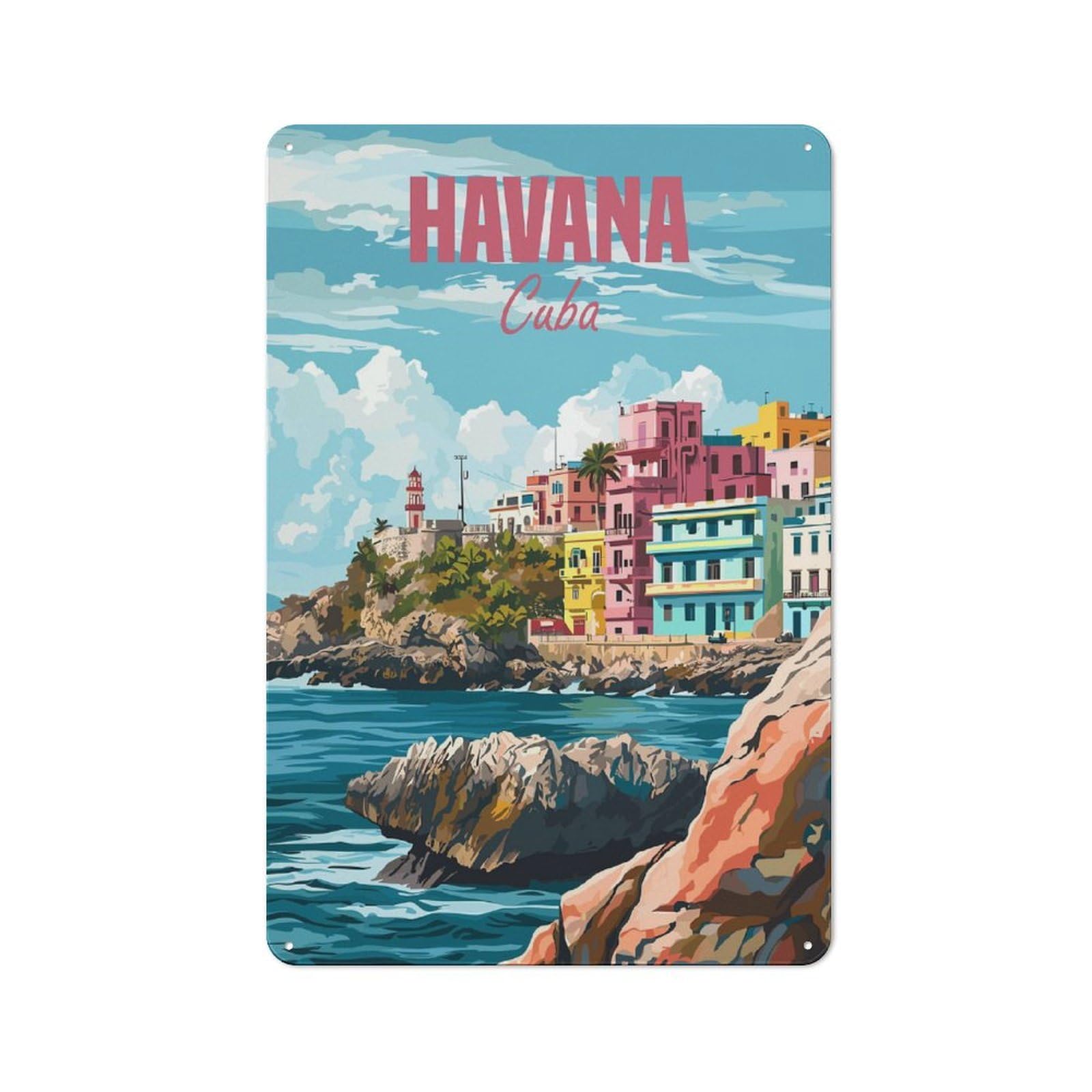 Junmoney Havana Cuba Metal Plaque 30X20cm With For Garage Wall, Retro Decor, Housewarming Present For People Styling Garage