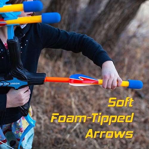 Miniatura 6 de New Bounce Juego de arco y flecha para niños, juego de tiro con arco para niños pequeños, incluye póster objetivo, juguetes geniales para niños de