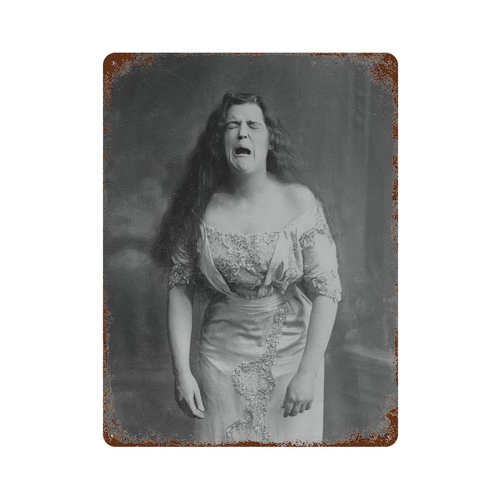 xiaoxiaoshen Funny Victorian Woman Sneeze Photo Wall Decor Art Metal Tin Poster Modern Home Decor Art Home Bar Shop Decorations Vintage Sign 40x30cm