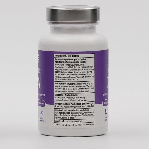 Miniatura 9 de Prenatal DHA for Women 600mg + 400 IU Vitamin D3 | 120 Softgels | Supports Brain Health | Triglyceride Omega 3 Fish Oil DHA Prenatal Vitamins for