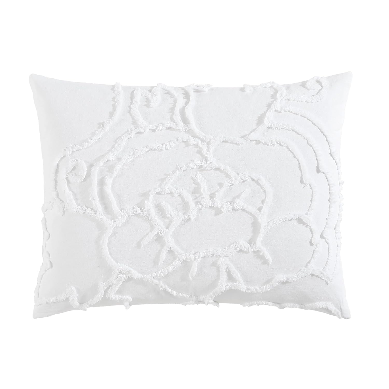 ELLE Decor Floral 100 Cotton Chenille Bedspread Standard Sham White