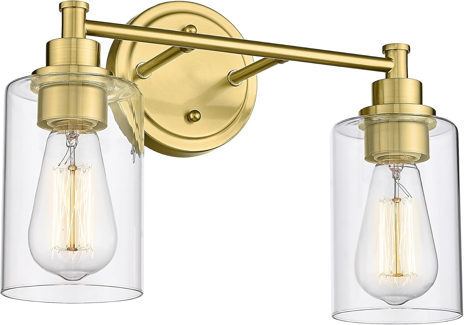 FEMILA Champagne Gold Bathroom Vanity Light, 2-Light Vanity Lighting fixtures, Modern Wall Sconce Bathroom Lighting with Claer Glass Shade, 4FYC56B-2W BG