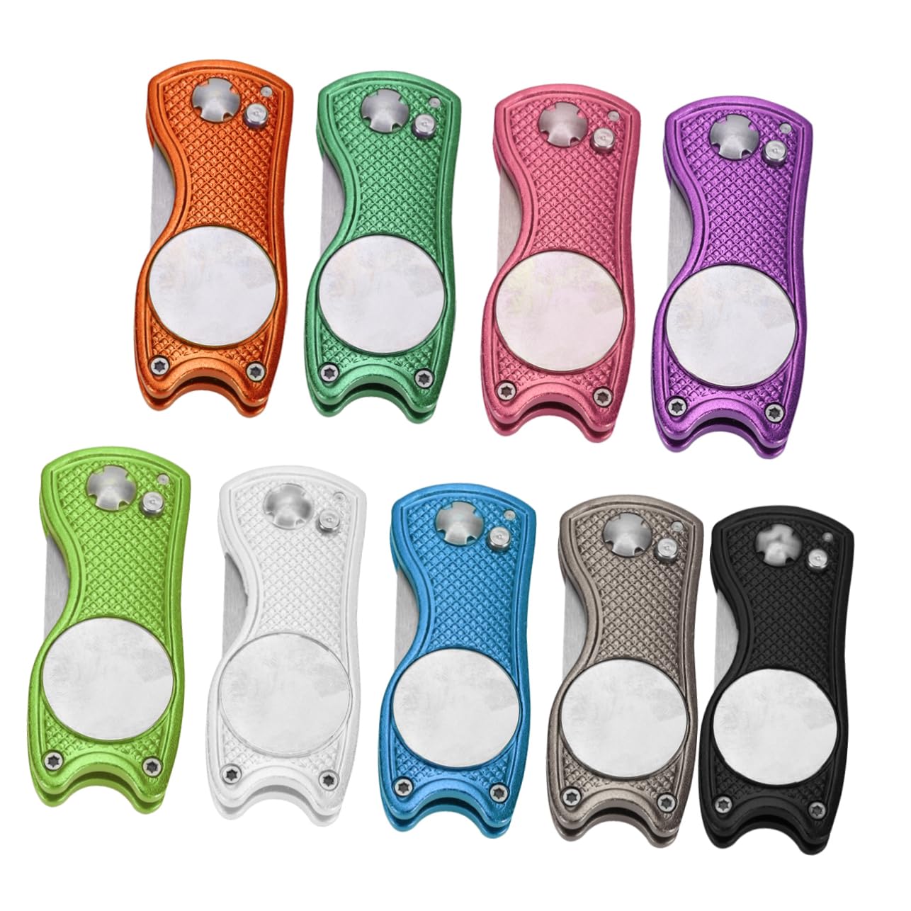 Gogogmee Foldable Stainless Steel Divot Tool with Ball Marker Portable Golfer Training Accessory for Repairing Divots and Marking Balls Random Color Random Color