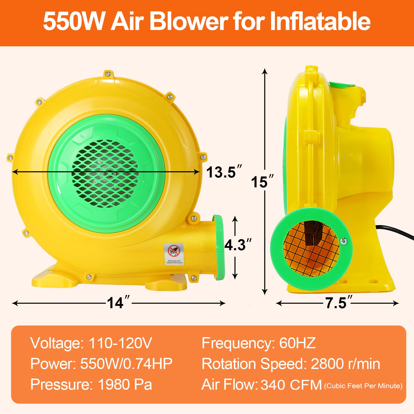 Commercial Bounce House Blower - Powerful Air Inflation -2