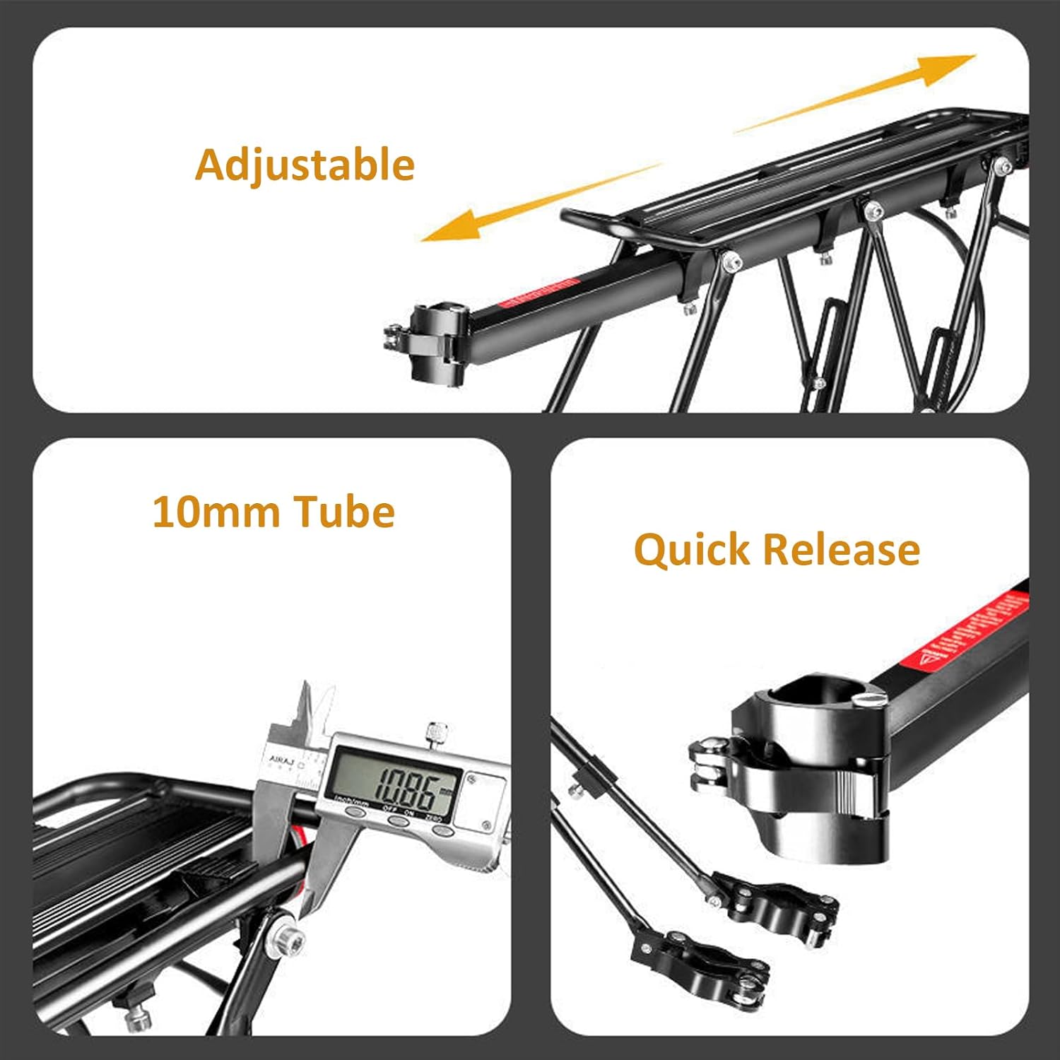 CDHPOWER Cargo Racks, Capacity Solid Bearings Universal Adjustable Bicycle Luggage Cargo Rack,Cycling Equipment Stand Footstock (double bracing)
