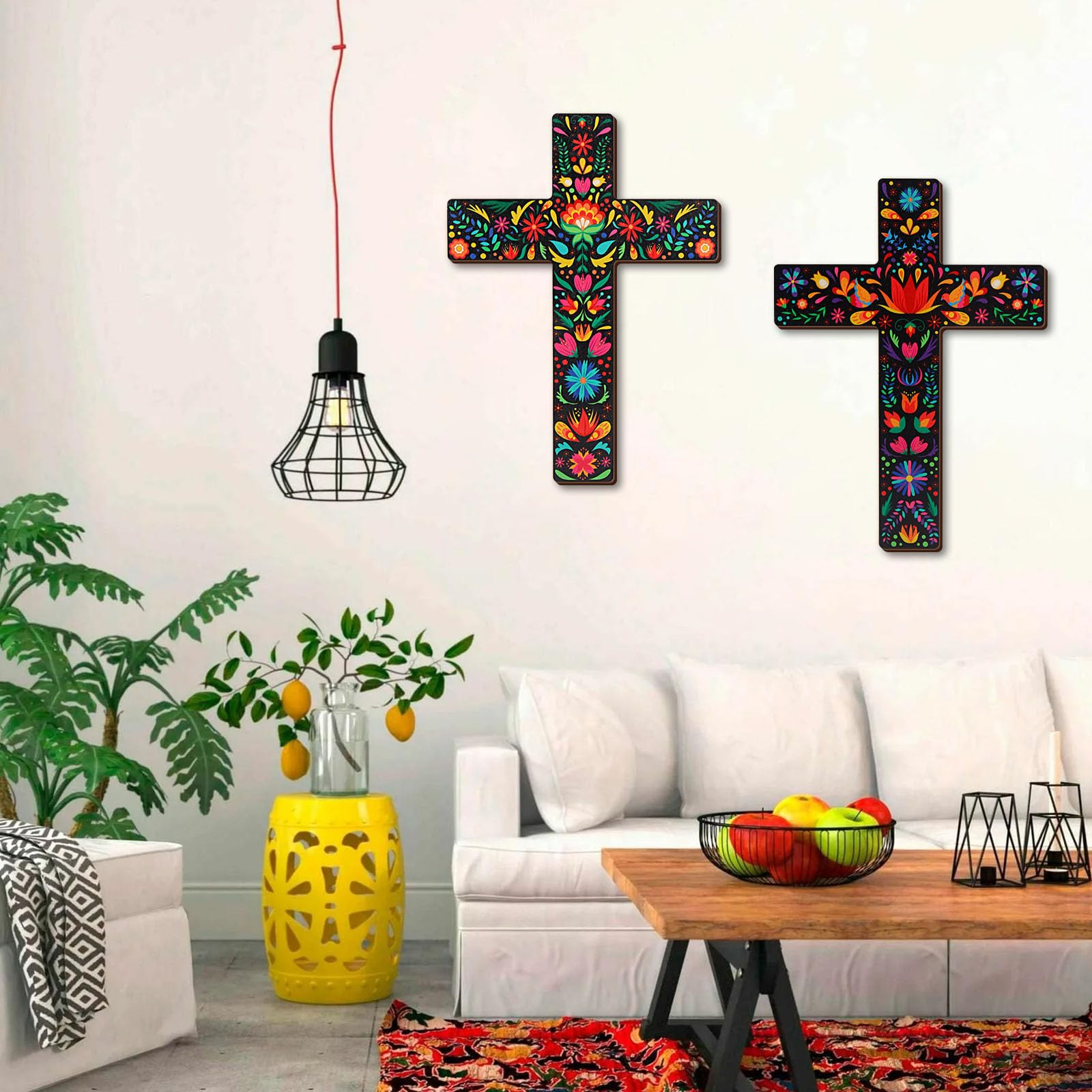Amazon.co.jp: Lebsitey フローラルクロス壁装飾 2個 メキシコ