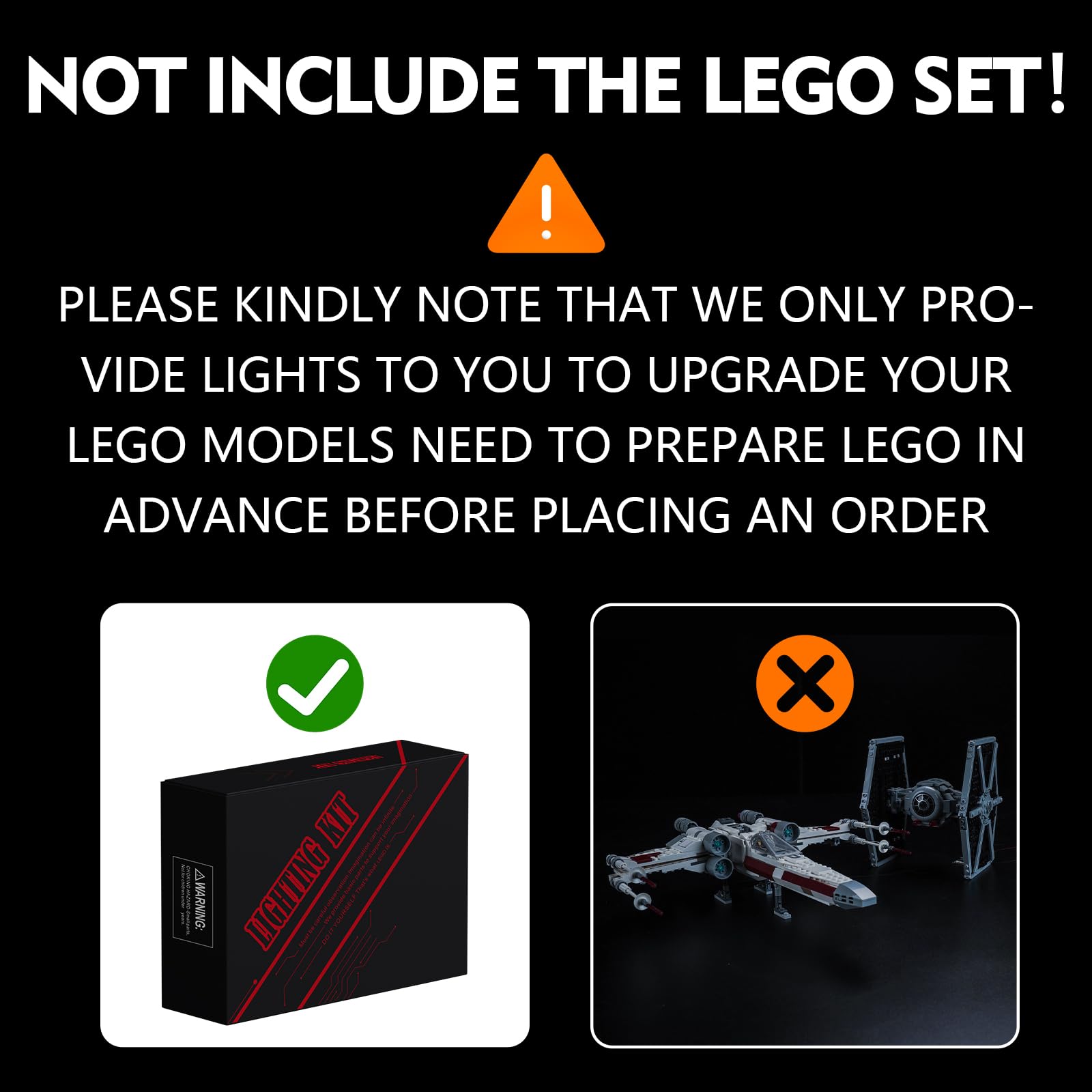 BRICKSHINING LED Lighting Compatible with Lego TIE Fighter & X-Wing Mash-up 75393, Light Kit Compatible with Lego 75393, Giving Light to Model, NOT Included The Model Set(Classic Edition)