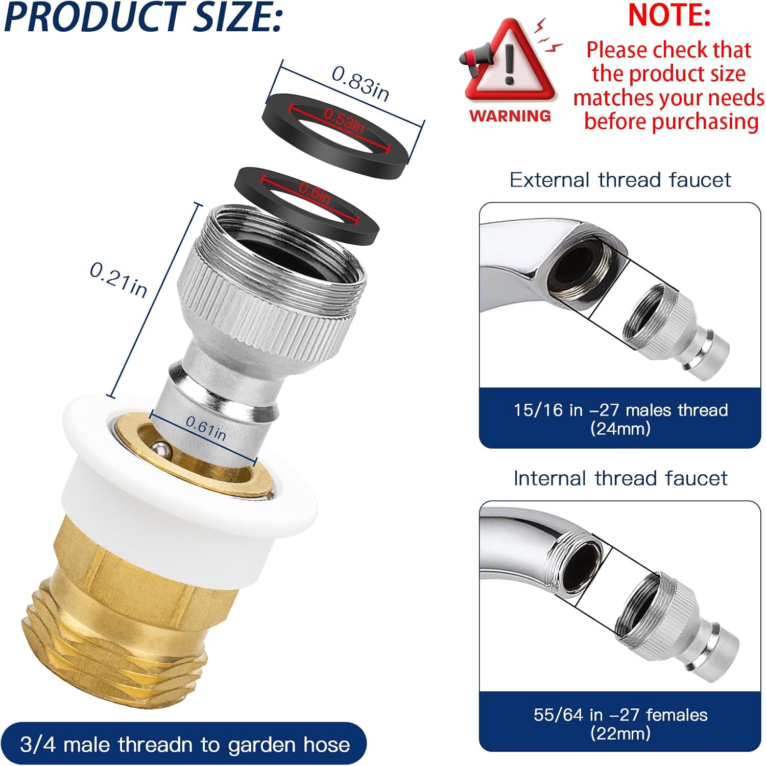 Brass Snap Coupling Adapter for DANCO Portable Washing Machines