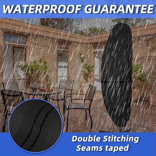 Miniatura 10 de Cubierta de sombrilla para sombrilla de patio, cubierta impermeable 600D, cubierta de sombrilla voladiza con cremallera resistente, cubierta de