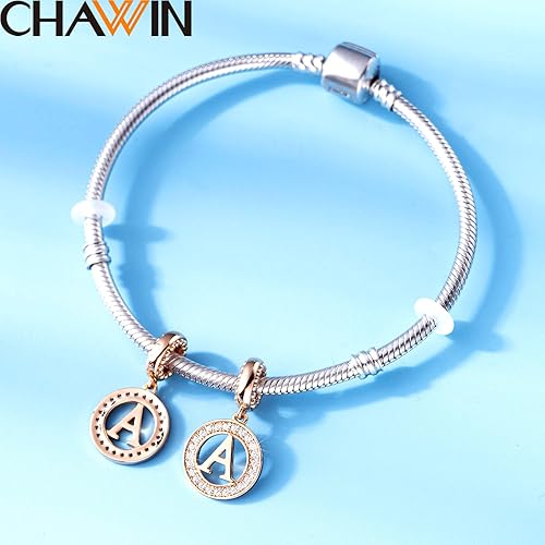 Miniatura 3 de Abalorio de letra inicial de la A a la Z, dije del alfabeto, oro rosa, auténticos dijes de plata de ley 925 para pulseras Pandora, collar, dije