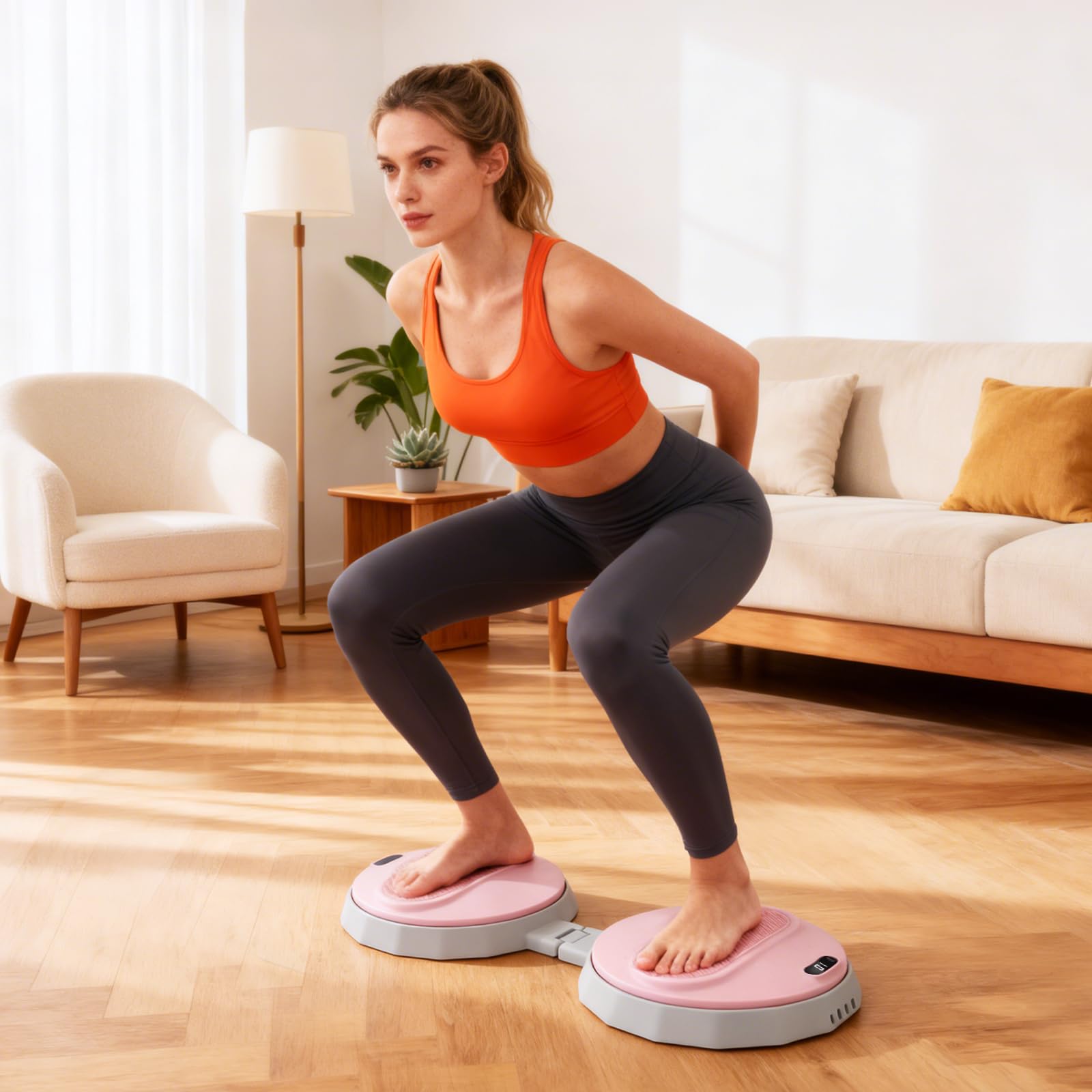 Klappbarer Twist Waist Disc Board mit Schrittzähler & Kordelzug, 400KG Tragkraft, Balanceboard für Bauch, Beine, Po, Hüfte, Gleichgewichtstrainer, Drehplatte, Taillentwister für Zuhause/Büro
