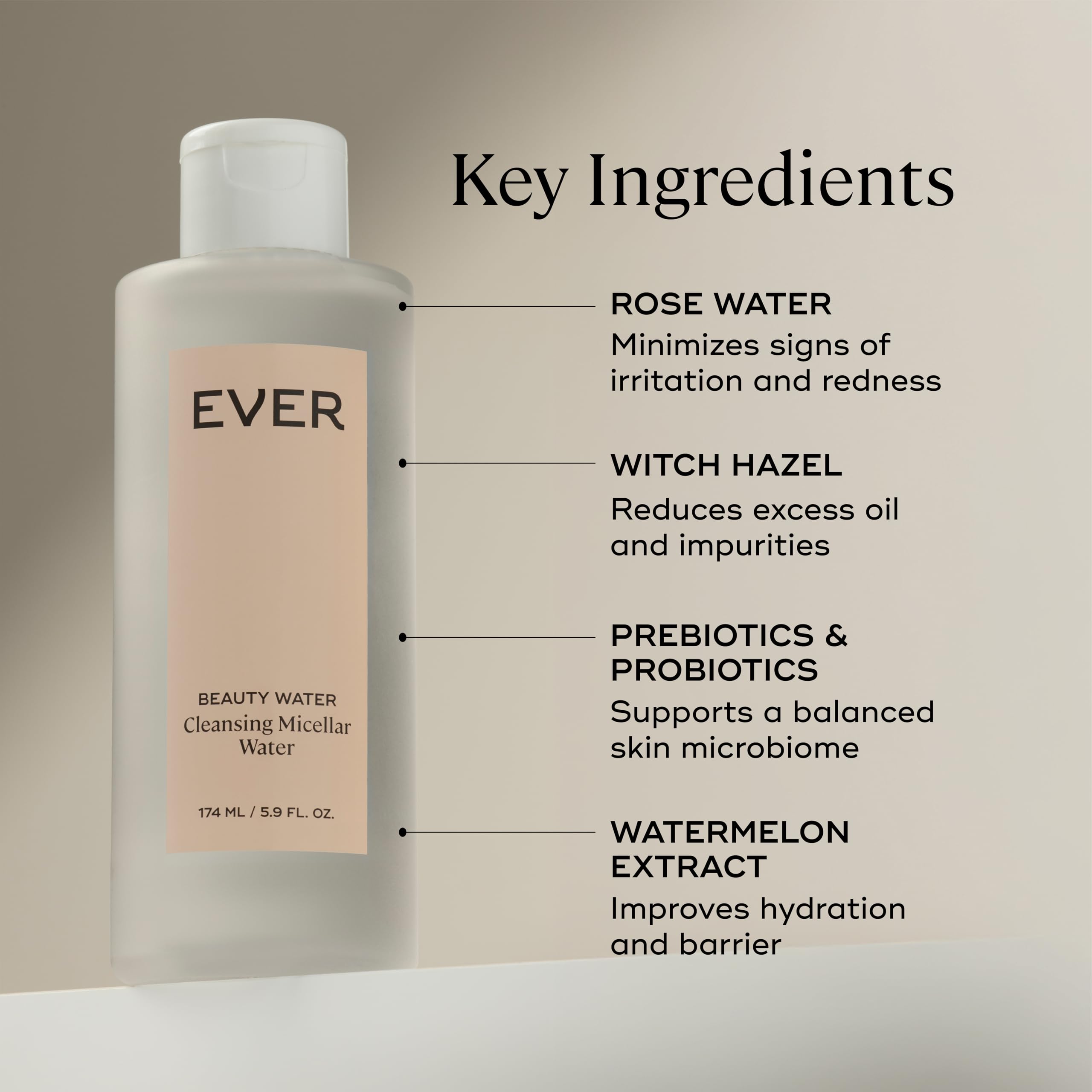 Beauty Water - Agua micelar limpiadora, removedor de maquillaje de ojos, limpiador de agua de rosas, removedor de maquillaje de agua para piel sensible 4