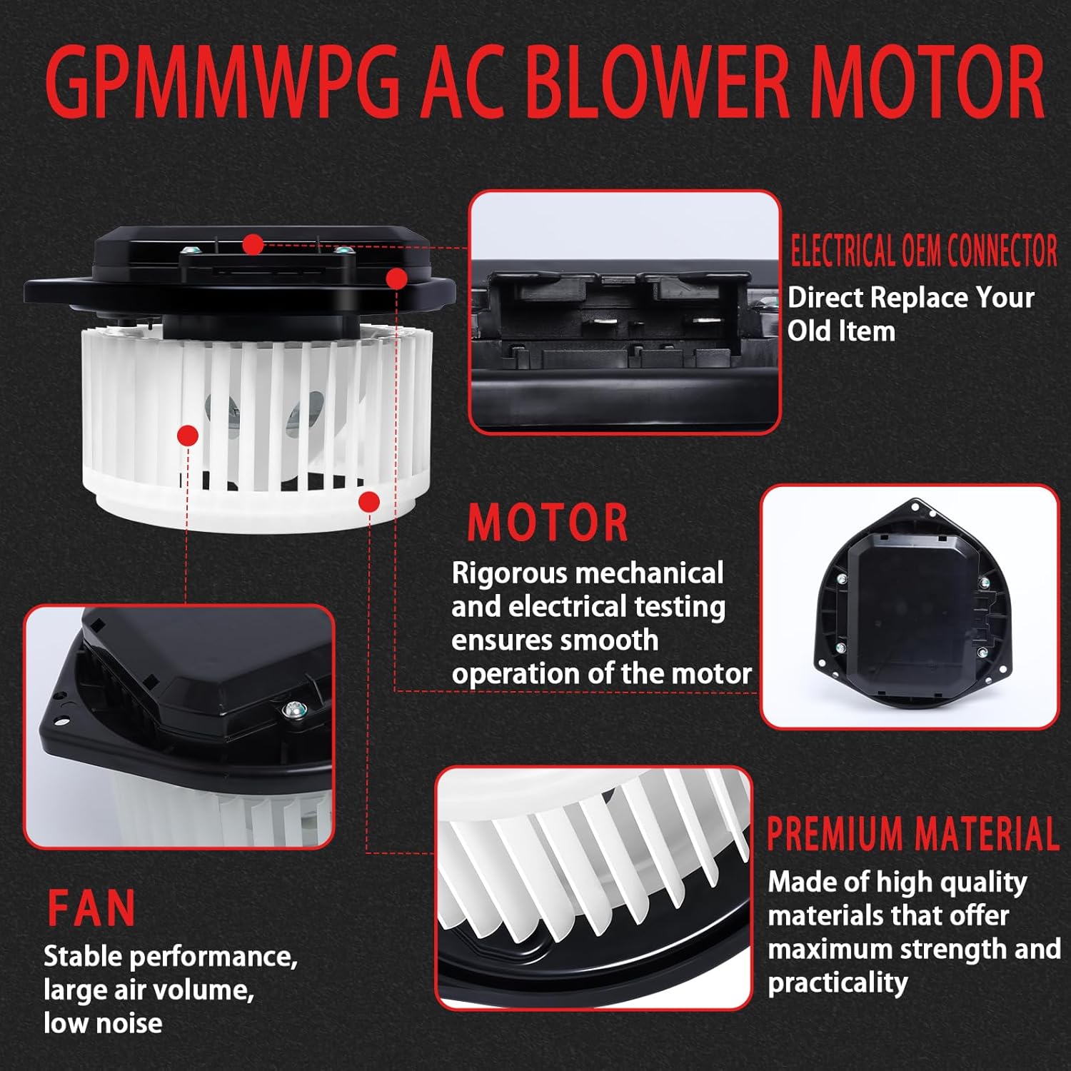 Blower Motor Front Heater AC Motor Fan Compatible with Nissan for Altima for Murano 370Z 350Z Quest 2007-2019, for FX35 M35 for Pathfinder G25 G35 G37 M45 EX35 EX37 FX45 Q45 Q50 Q60 700193