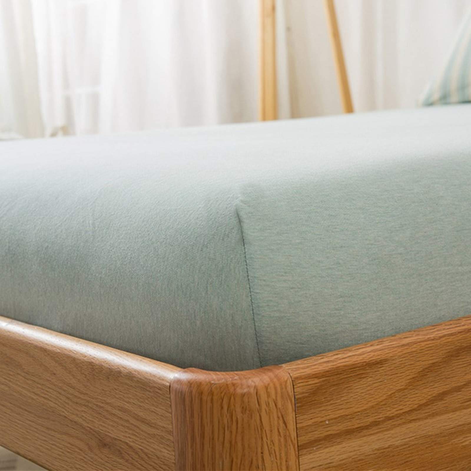 Sleepdown Fitted Sheet Super Soft Easy Care Polycotton Bed Linen，Green 01，120cmx190cm+25cm