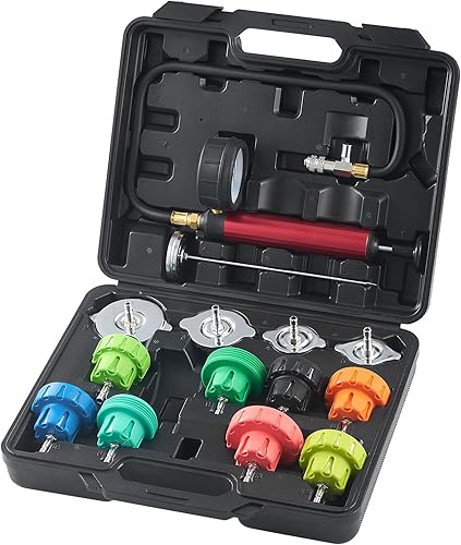 Miniatura 9 de 28 pcs Universal Radiator Pressure Tester Kit, Coolant Pressure Tester Kit with Manual Pump and Color-Coded Test Caps, Coolant Vacuum Refill kit for
