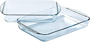 Pyrex® - Essentials - Set of 2 Rectangular Glass Lasagne Dishes (35 x 23 cm, 40 x 27 cm)