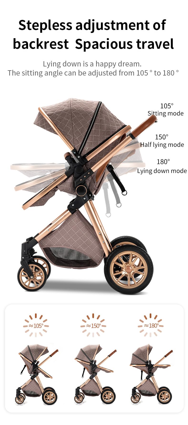 YAZOCO Carrito de Bebé 3 en 1, Plegable Carricoche de 3 Piezas, Cambiador, Cubrepiés, Mosquiteros, Cubiertas de Lluvia, Accesorios de Asiento (L V9 Gris oscuro)