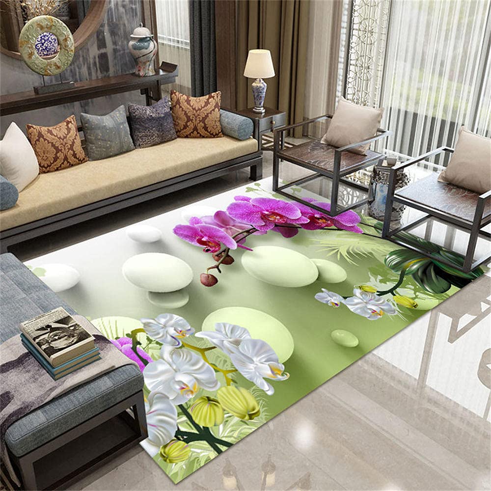 Tapis de salon moderne violet blanc Phalaenopsis chambre enfant