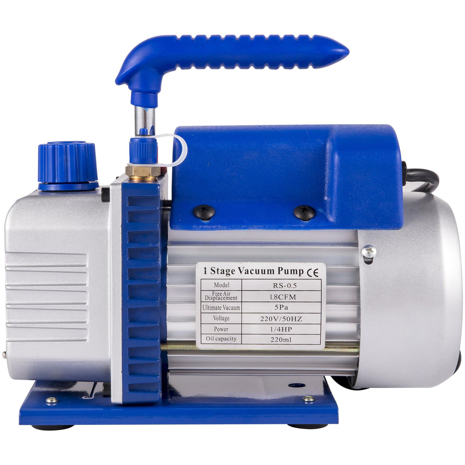 Pompa per Vuoto Aria Condizionata Pompa per Vuoto Frigorista con Un Misuratore Collettore 1440 RPM Anti-Reflusso Olio per Condizionatore Auto Automobile Riflettore(1.8CFM1/4HP)